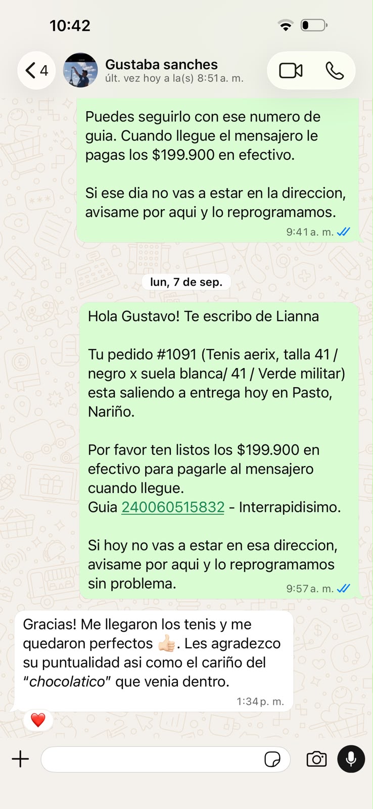 Reseña de una clienta